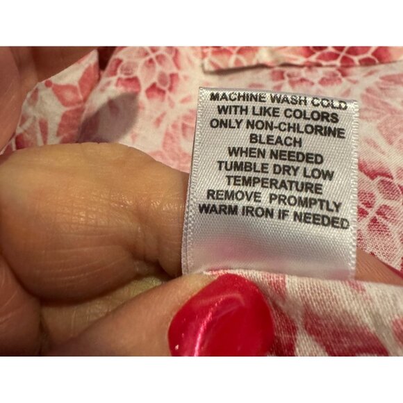 Emily Daniels Sleeveless Pink & White Floral Button-Up Blouse L - Picture 10 of 10